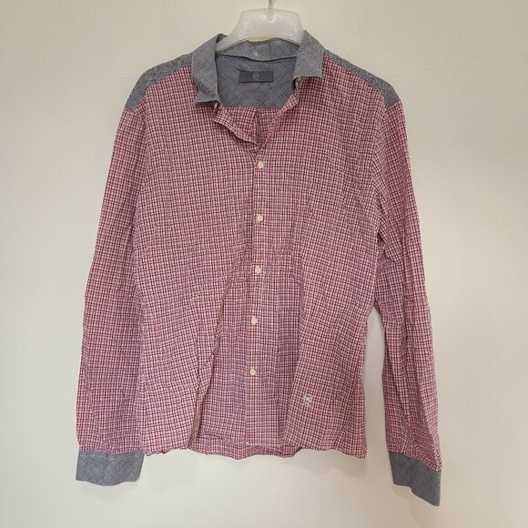Alexander Mcqueen Stripe Button Down Shirt Plaid Red Gray Size 50 - Picture 1 of 13